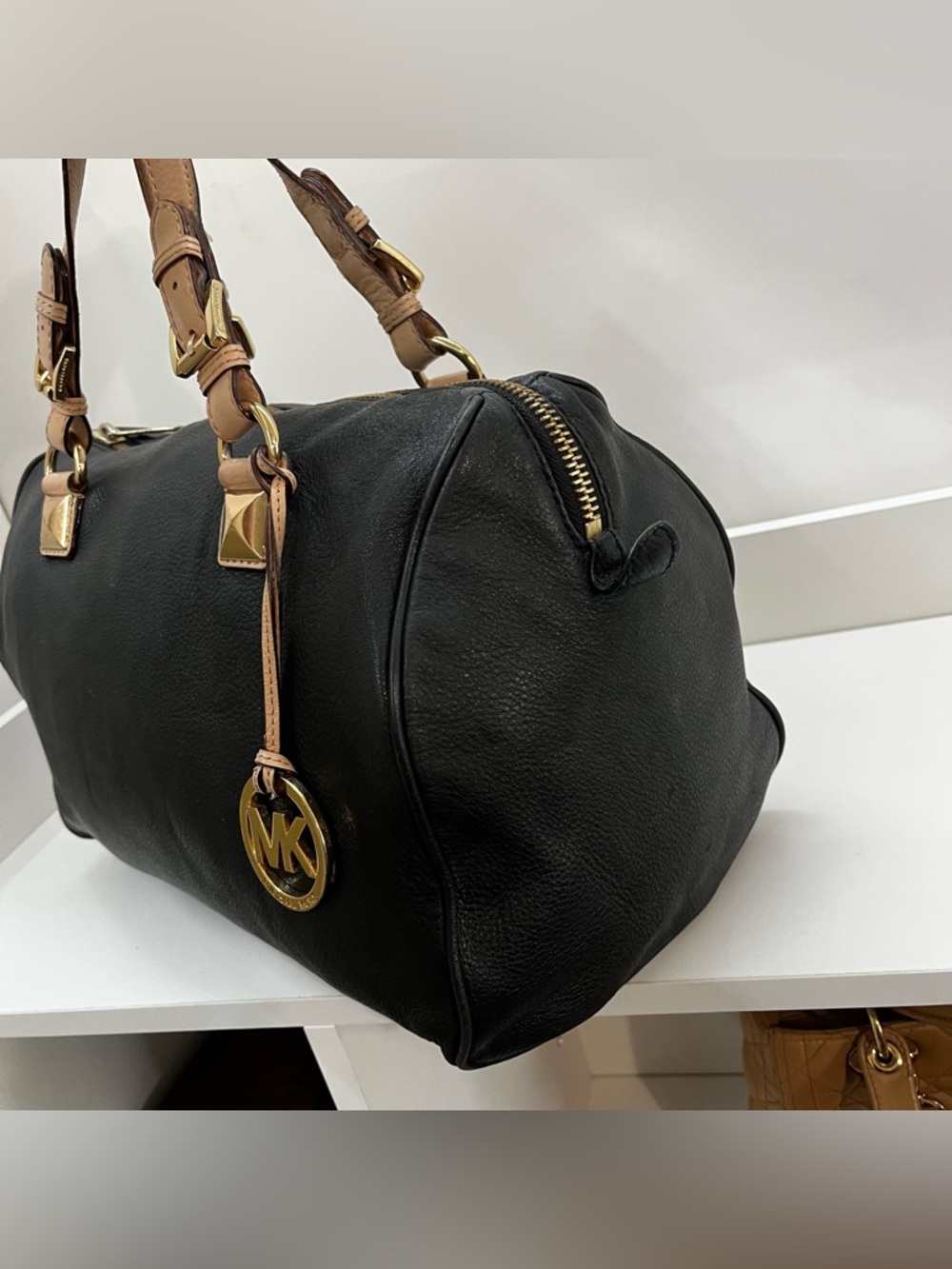 MICHAEL KORS Black Y2K Leather Boston Speedy Jet Set Handbag Tote - Picture 3 of 12